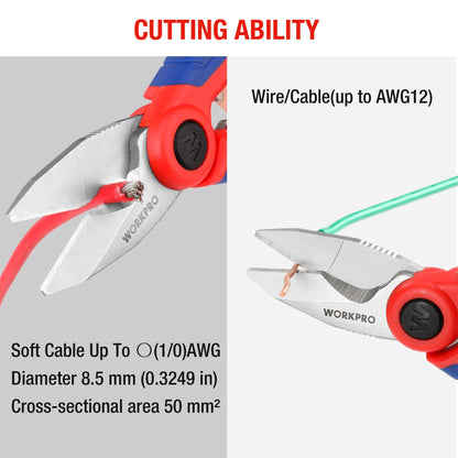 WORKPRO Stainless Electricians Scissors 6.4in – Wire Stripper and Cable Cutter
