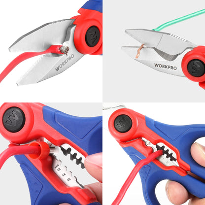 WORKPRO Stainless Electricians Scissors 6.4in – Wire Stripper and Cable Cutter