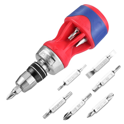 WORKPRO 12-in-1 Stubby Ratcheting Screwdriver – Compact, Quick-Load Auto-Lock, S2 Steel Bits