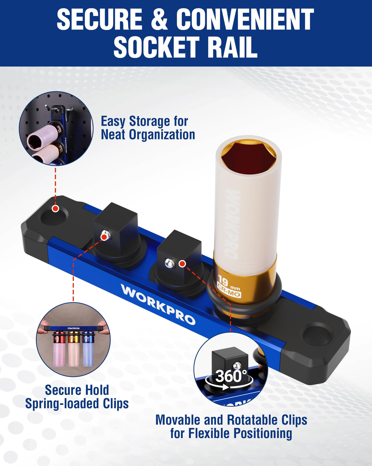 WORKPRO 1/2 Drive Lug Nut Socket Set – 17/19/21mm Deep Thin-Wall