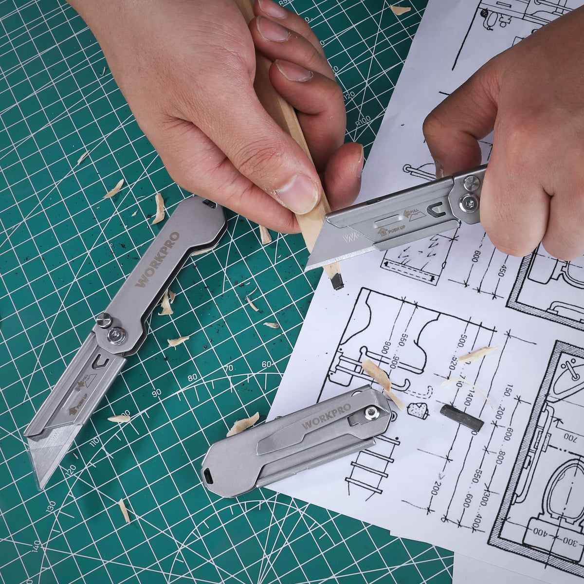 WORKPRO 3-Pack Folding Utility Knife – Quick-Change Blades, Belt Clip, EDC Box Cutter