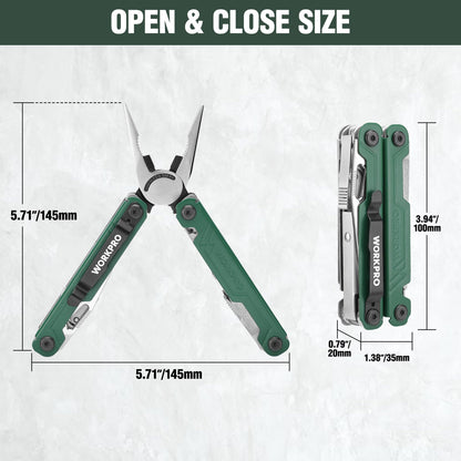WORKPRO 18-in-1 Multi Tool Pliers – Stainless Steel EDC with Belt Clip