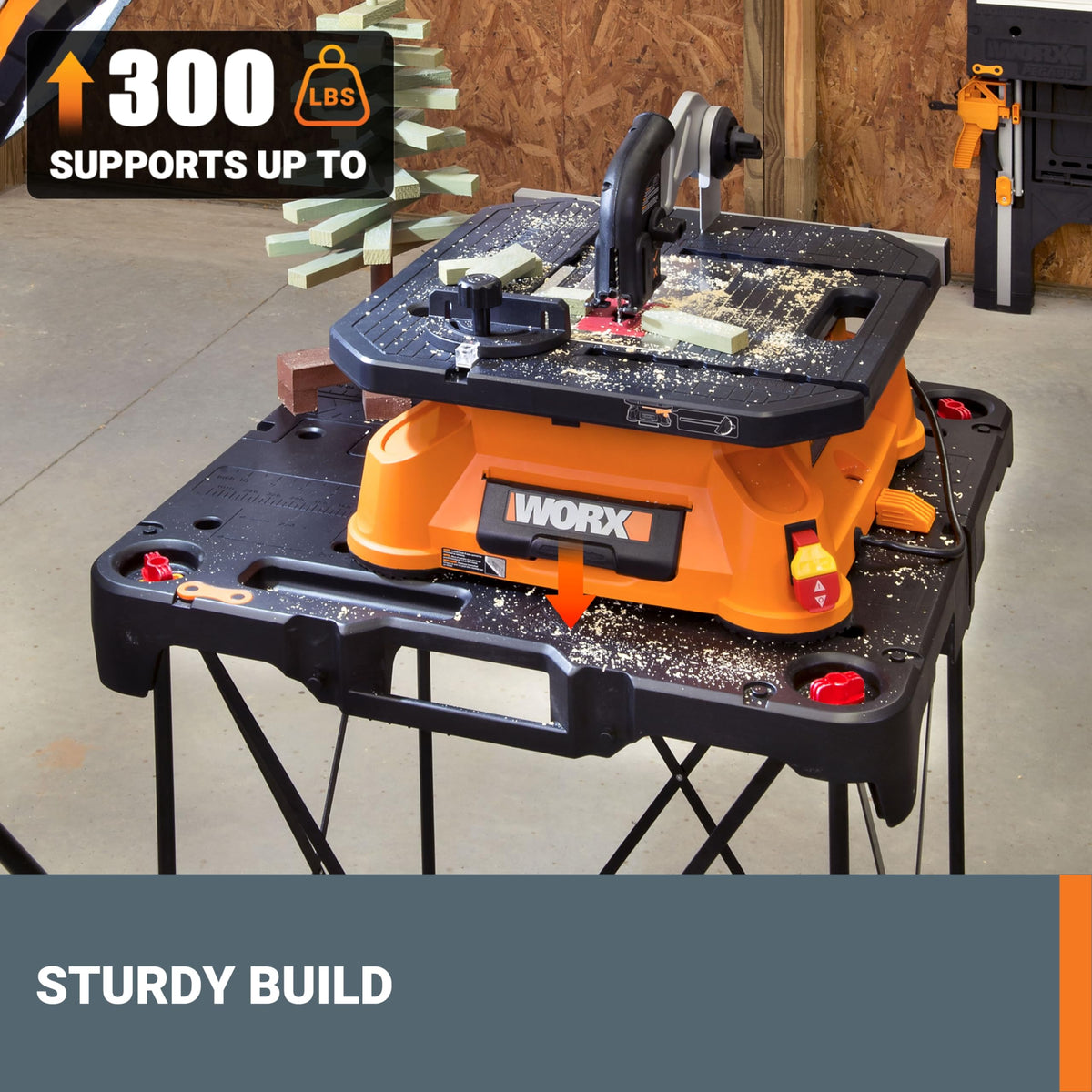 WORX WX066 Sidekick Folding Work Table – Portable 13 lb, 300 lb Capacity