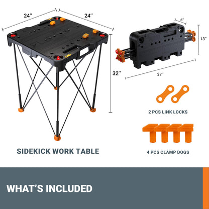 WORX WX066 Sidekick Folding Work Table – Portable 13 lb, 300 lb Capacity
