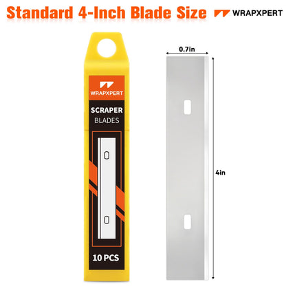 WRAPXPERT Scraper Blade 4-Inch – 100-Pack Replacement Razor Blades for Glass, Windows & Stove