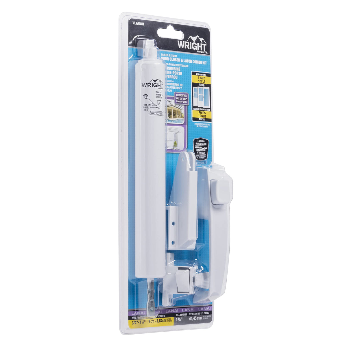 Wright Products Lanai Screen Door Hardware Kit – Pneumatic Closer, Push-Button Latch, No Lock-Out