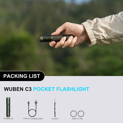 WUBEN C3 Flashlight — 1200 Lumens, 6 Modes, Type-C Rechargeable, IP68