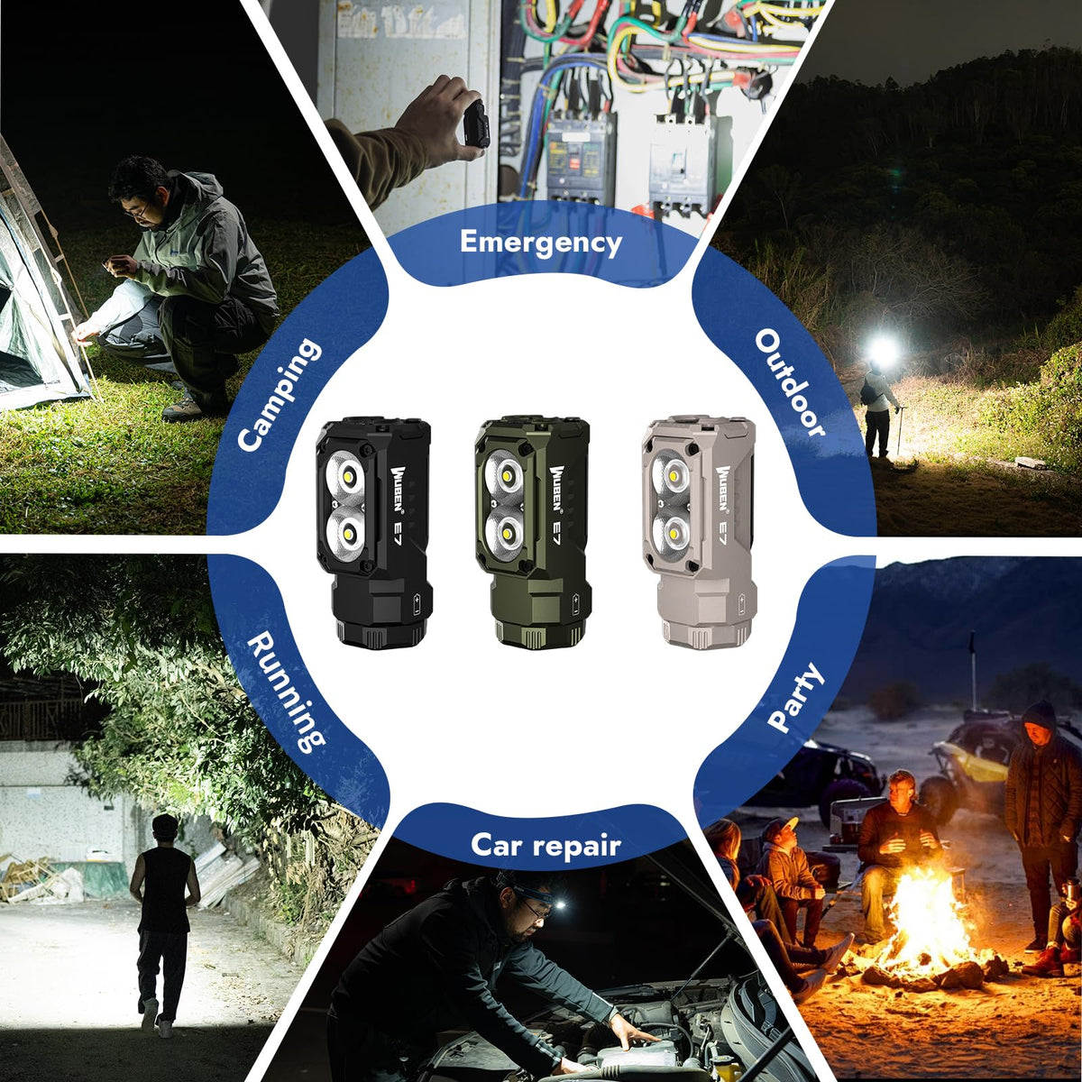 WUBEN E7 1800 Lumen Rechargeable Mini Flashlight with Magnet – IP68, Type-C, 6 Modes | EDC