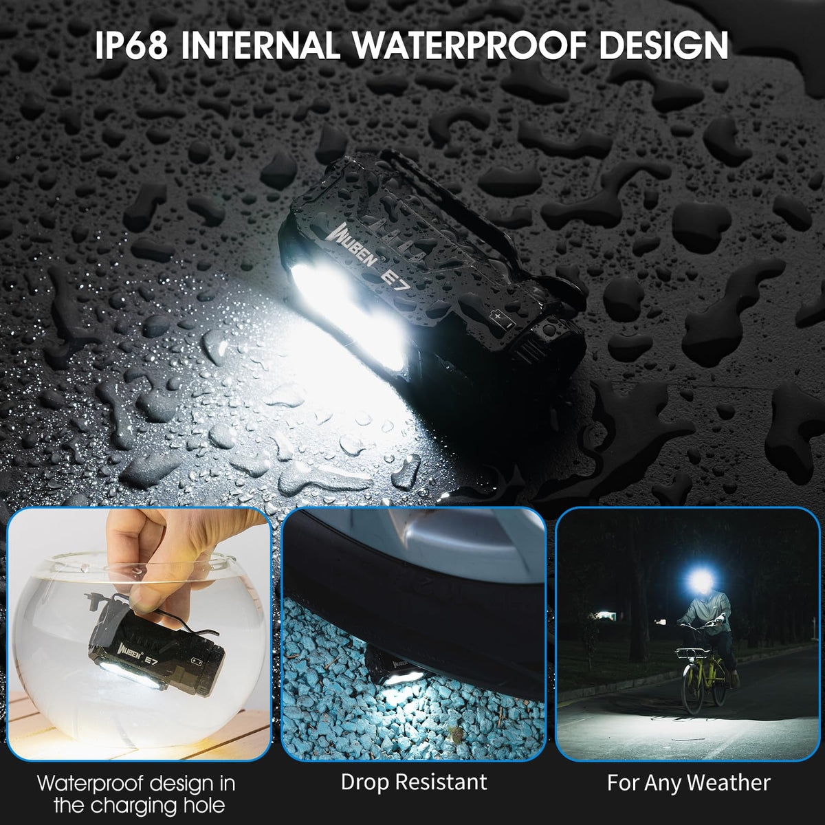 WUBEN E7 EDC Flashlight – 1800 Lumens, IP68 Waterproof, 6 Modes, Type-C Rechargeable