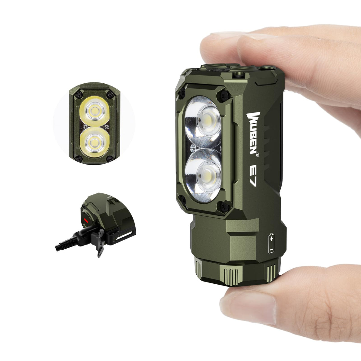 WUBEN E7 1800 Lumen Rechargeable Mini Flashlight with Magnet – IP68, Type-C, 6 Modes | EDC
