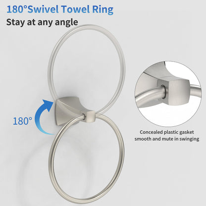 WZRUA Hand Towel Holder — Brushed Nickel Wall Mount Towel Ring
