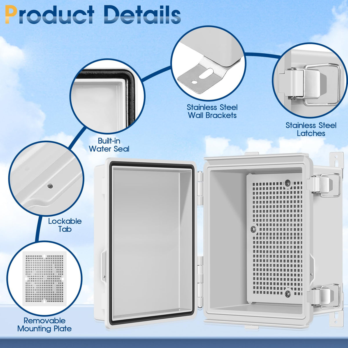 XINYIELE Waterproof Outdoor Junction Box IP67 | ABS Enclosure with Hinged Cover