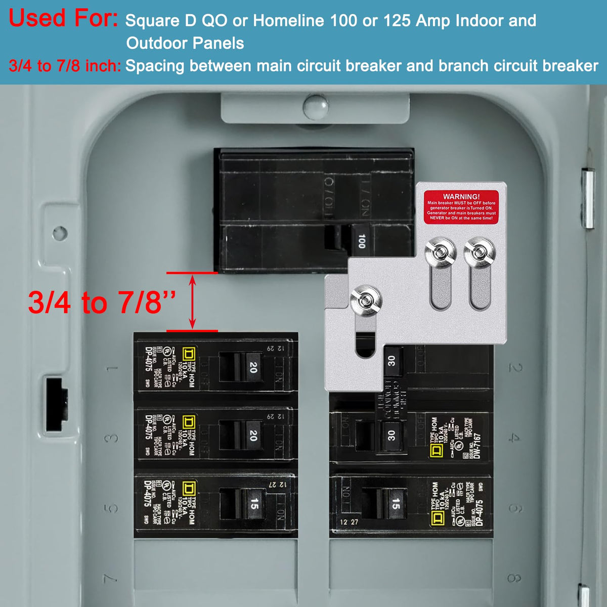 XMK Generator Interlock Kit for Square D QO/Homeline Panels – 100–125A