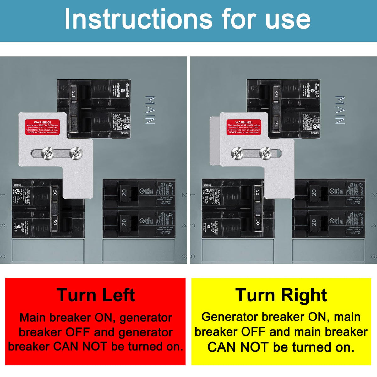 XMK Generator Interlock Kit for Siemens/Murray 100A Panels – 7/8 to 1 1/4 Inch Spacing