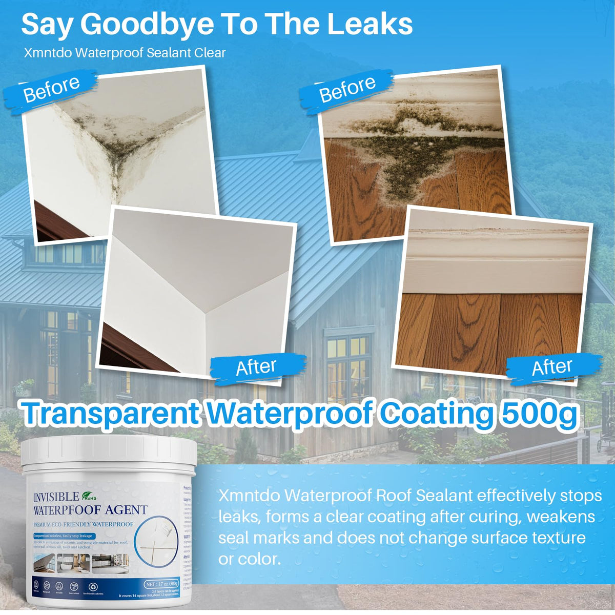Xmntdo Invisible Waterproof Agent 17.6 Oz — Transparent Water-Based Sealant