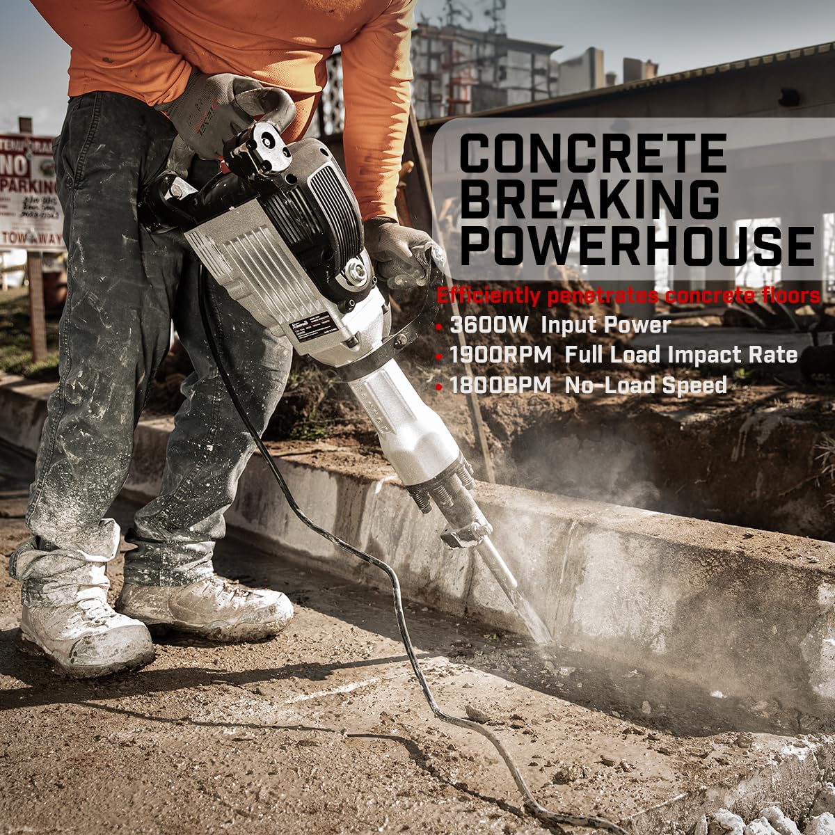 XtremepowerUS 3600W Electric Demolition Jack Hammer with 2 Chisels and Case