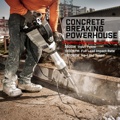 XtremepowerUS 3600W Electric Demolition Jack Hammer with 2 Chisels and Case