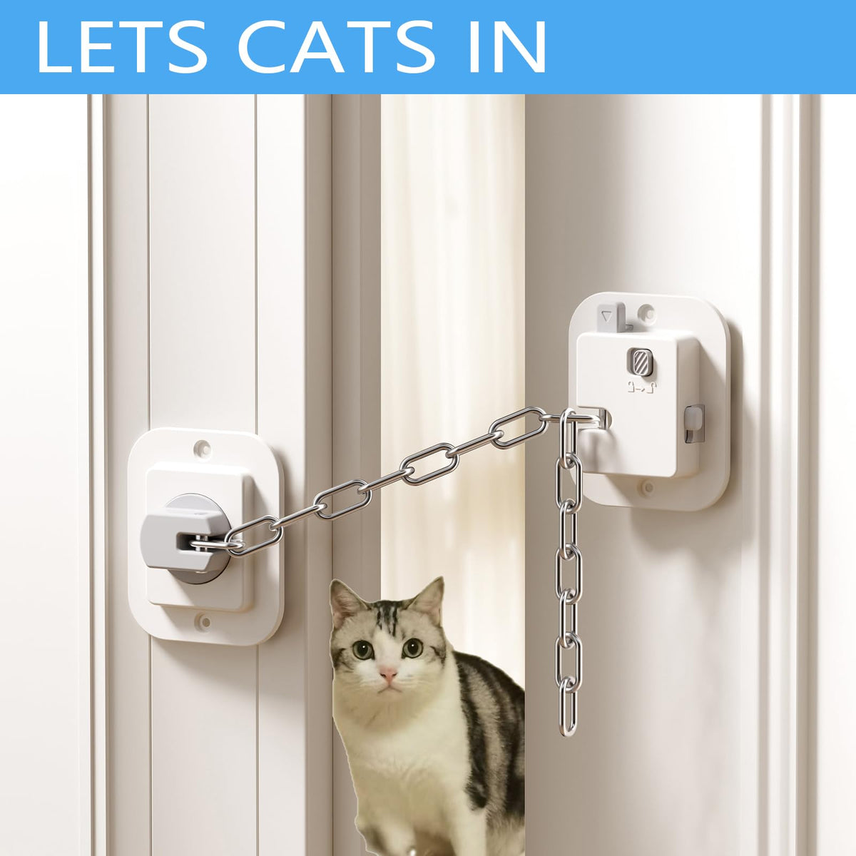 YEYA Cat Door Latch Holder – Adjustable Strap 1.5–10 in, No-Tools Door Prop