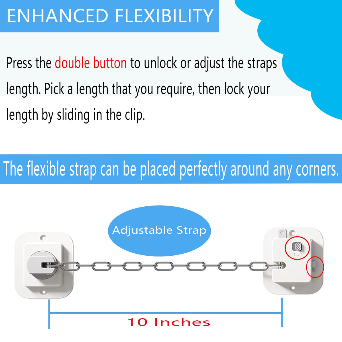 YEYA Cat Door Latch Holder – Adjustable Strap 1.5–10 in, No-Tools Door Prop