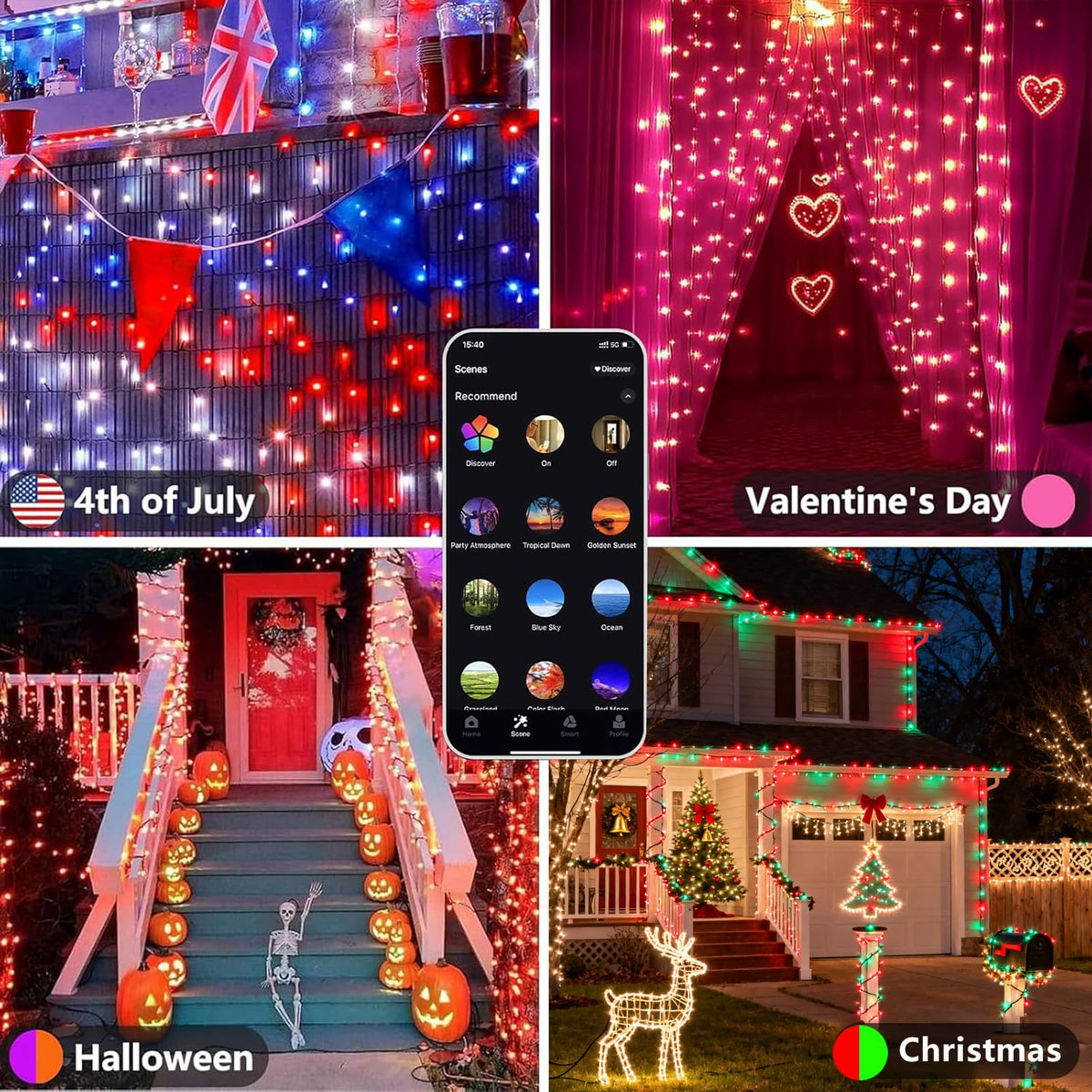 YIQU Smart Color-Changing LED Lights 66ft, 200 LEDs, App + Timer