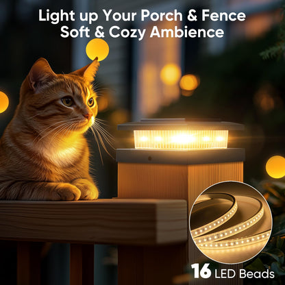 YITCOE Solar Post Cap Lights – 6 Pack, 4x4 Posts, 96 LEDs, 2 Modes