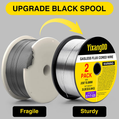 YixangDD 2-Pack 0.030 Flux Core Welding Wire | E71T-GS Gasless MIG Wire, 2 lb Spool
