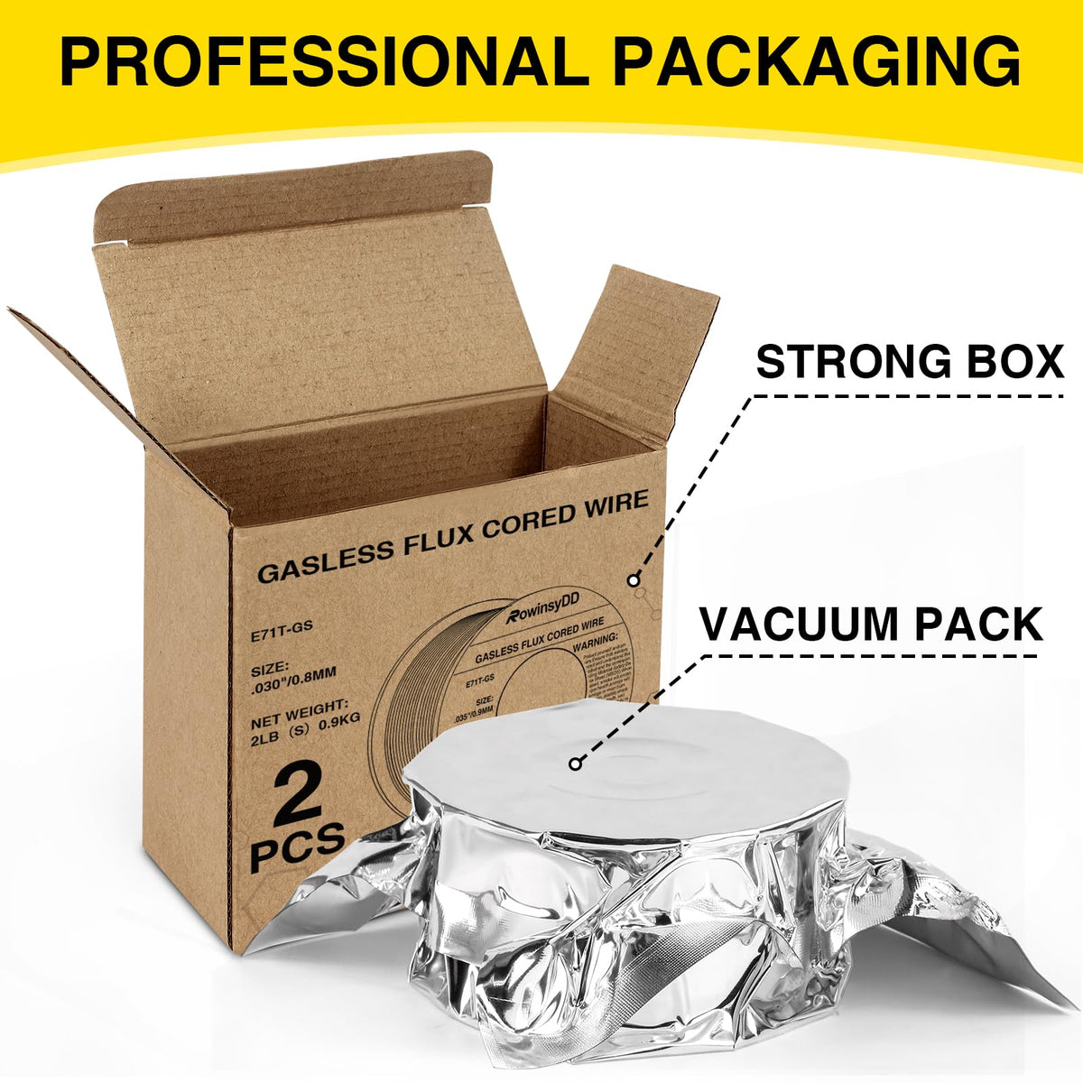 YixangDD 2-Pack 0.030 Flux Core Welding Wire | E71T-GS Gasless MIG Wire, 2 lb Spool