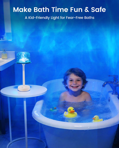 Yoomue Waterproof Shower Lamp with Ocean Wave Projector | Cordless Rechargeable Bath Light