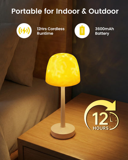 Yoomue Waterproof Shower Lamp with Ocean Wave Projector | Cordless Rechargeable Bath Light
