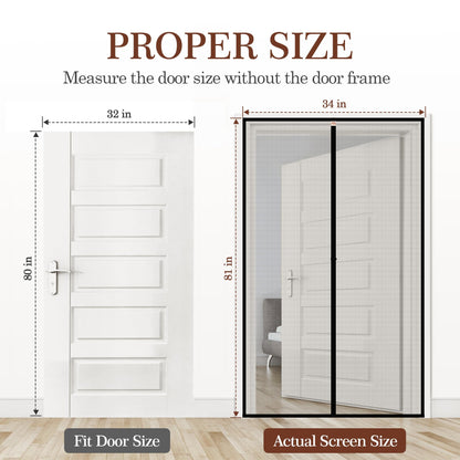 Yotache Magnetic Screen Door 34x81 for 32x80 Doors — High-Density Mesh