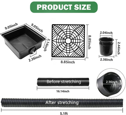 YOTODY Gutter Downspout Extensions - Low Profile Catch Basin Extender, Flexible 5.1 ft
