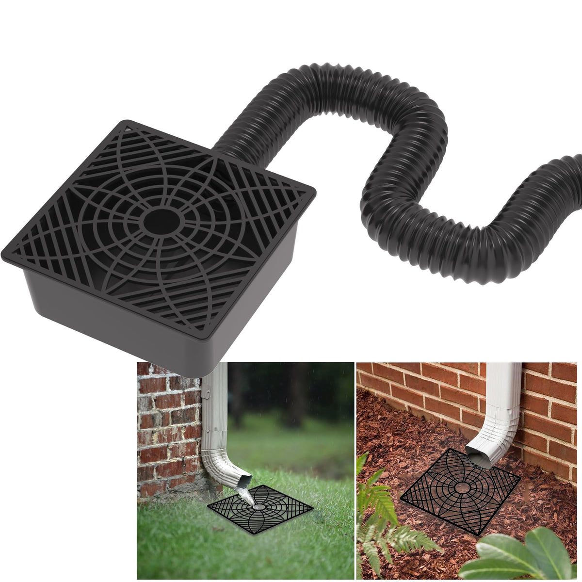 YOTODY Gutter Downspout Extensions - Low Profile Catch Basin Extender, Flexible 5.1 ft
