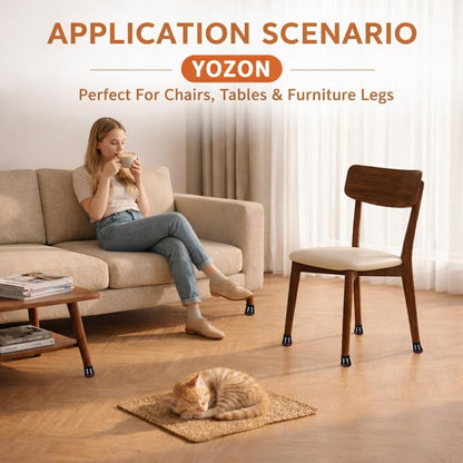 YOZON Small Chair Leg Floor Protectors – 32 Pack Felt Pads & Silicone Caps for Hardwood Floors (1/2" to 3/4" Legs)
