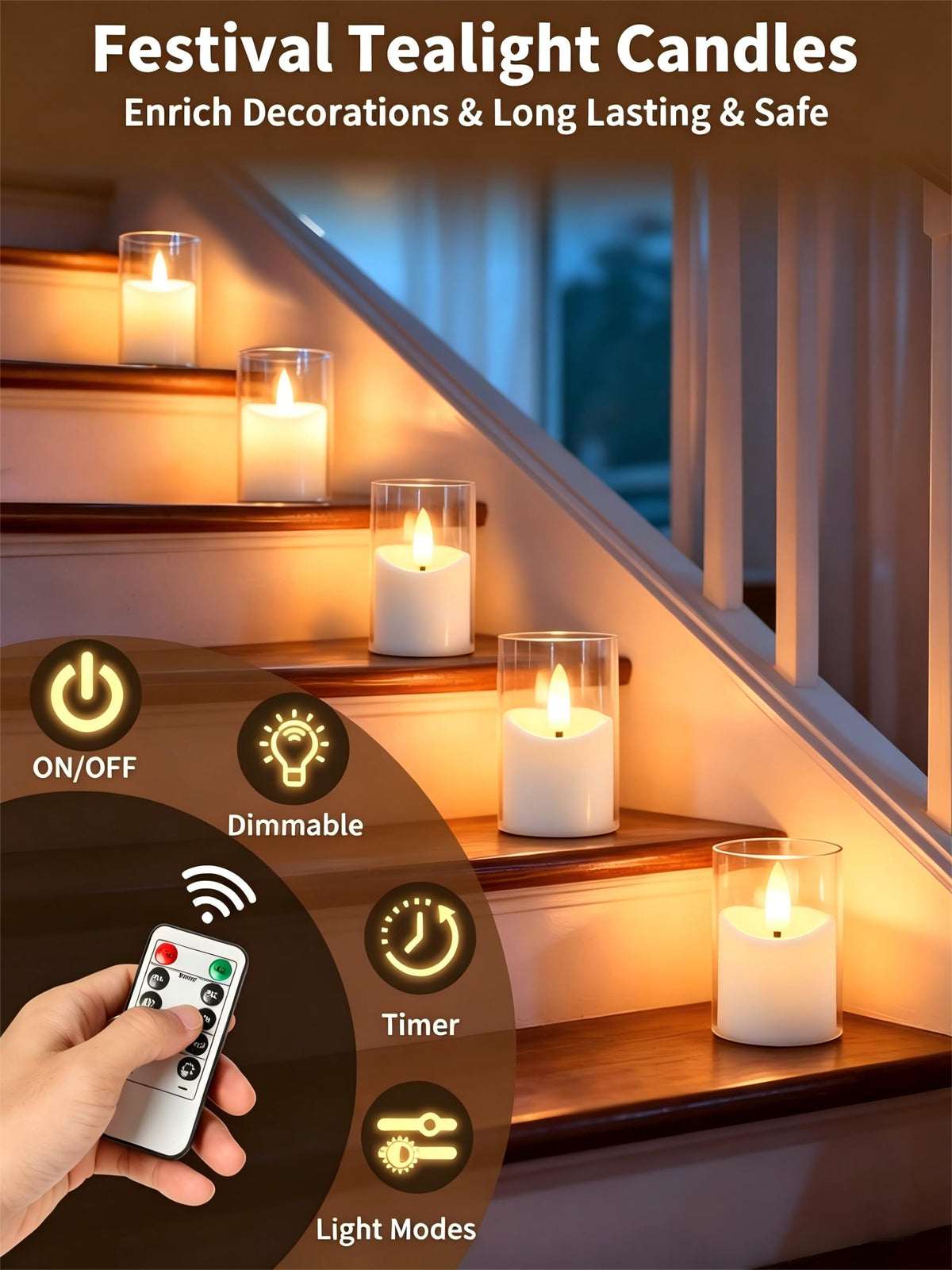YTRUSTIX Rechargeable Flameless Tea Lights with Timer Remote – 6 Pack White (1.7x2.5 in)