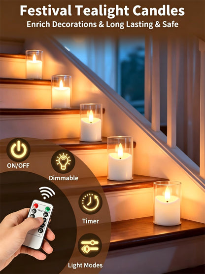 YTRUSTIX Rechargeable Flameless Tea Lights with Timer Remote – 6 Pack White (1.7x2.5 in)