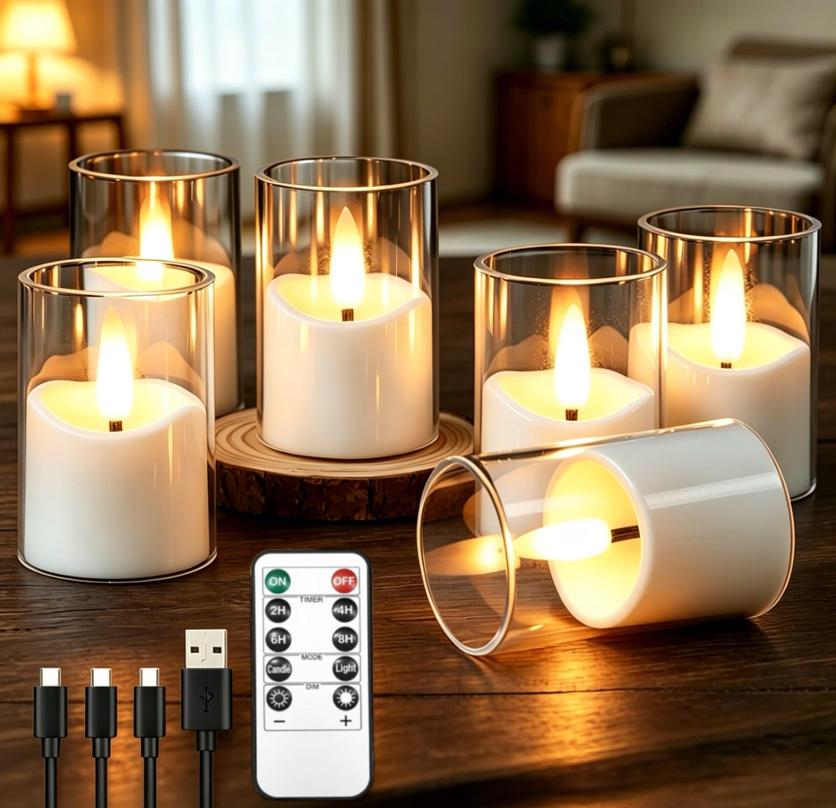 YTRUSTIX Rechargeable Flameless Tea Lights with Timer Remote – 6 Pack White (1.7x2.5 in)