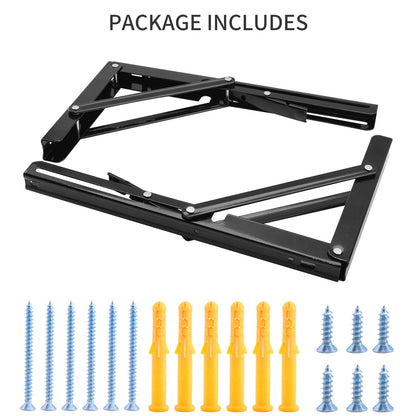 YUMORE Folding Shelf Bracket Heavy Duty – 12 Inch Collapsible L Bracket, 330 lbs, 2 Pack