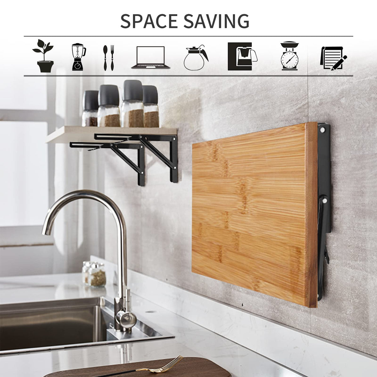 YUMORE Folding Shelf Bracket Heavy Duty – 12 Inch Collapsible L Bracket, 330 lbs, 2 Pack