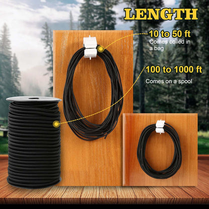 Zakous Bungee Cord Roll – Quarter-Inch x 100ft, Nylon Outer Shell