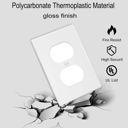 ZEFTV Duplex Wall Plates 1-Gang White – 20 Pack, Unbreakable Thermoplastic