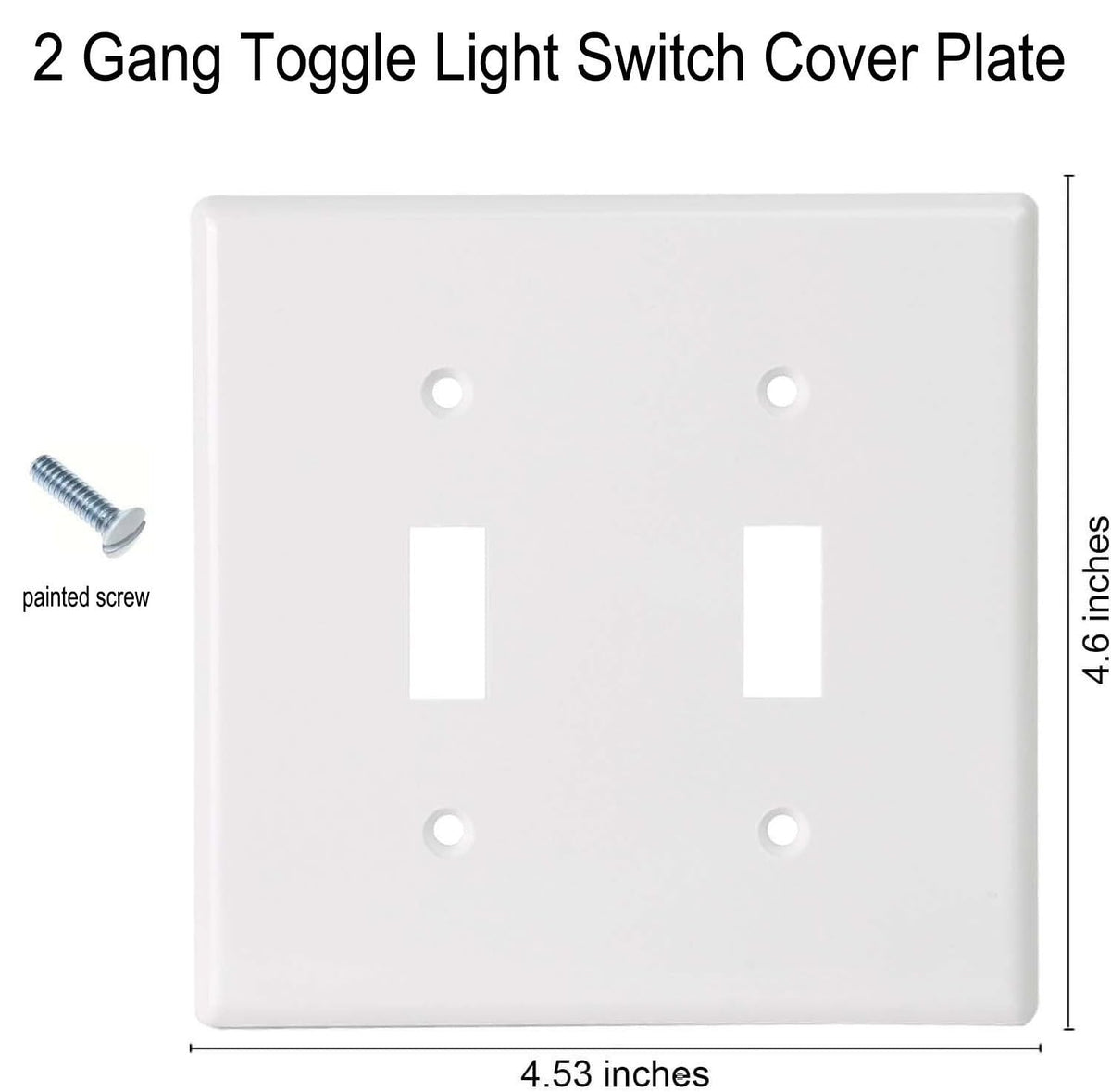 ZEFTV Toggle Light Switch Wall Plates - 2-Gang Unbreakable Thermoplastic White (10 Pack)