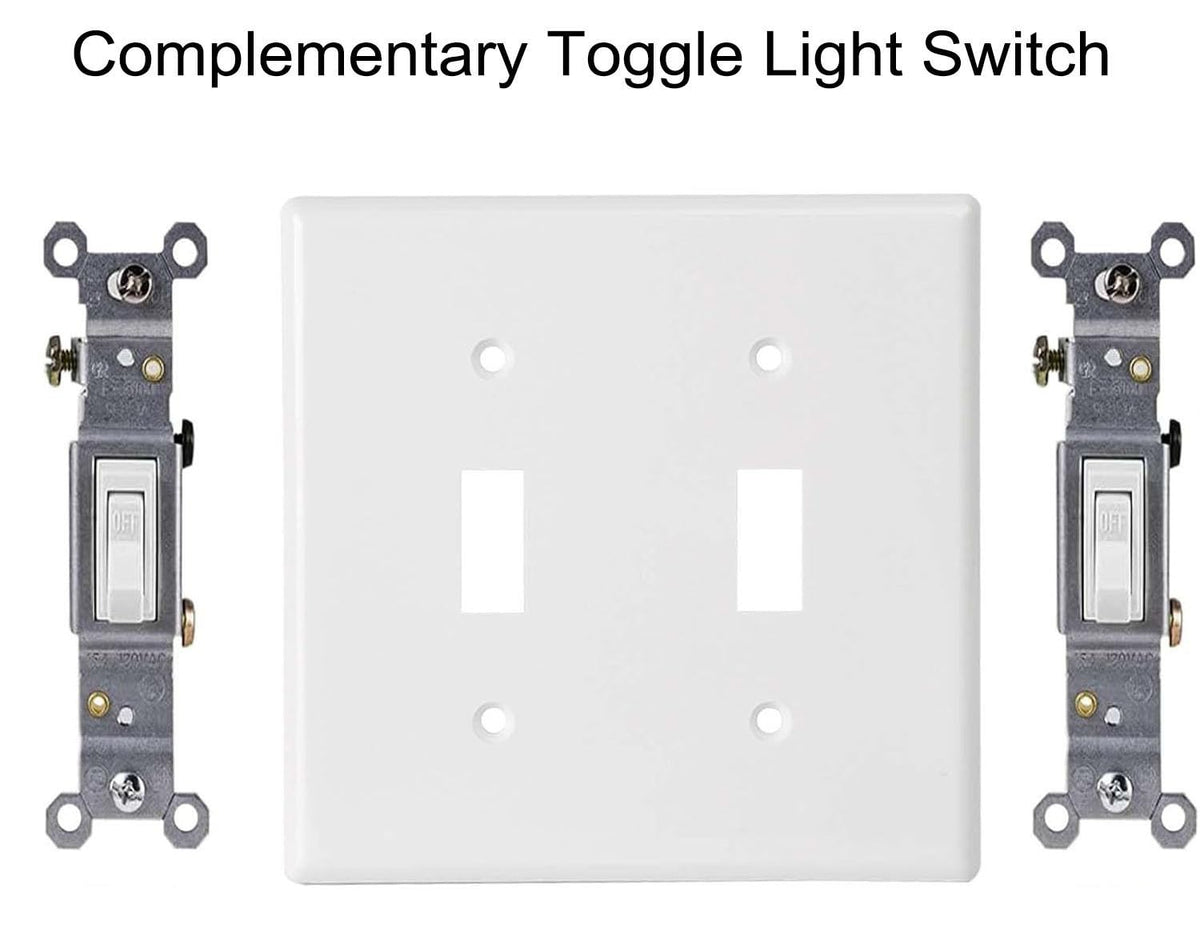 ZEFTV Toggle Light Switch Wall Plates - 2-Gang Unbreakable Thermoplastic White (10 Pack)