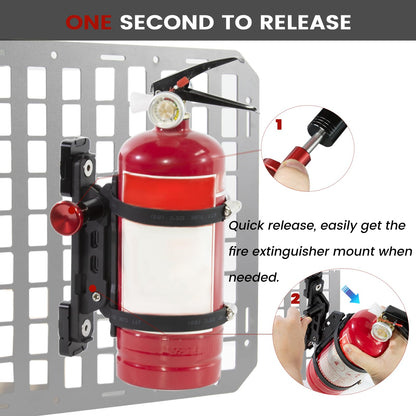 ZHILXN Molle Panel Fire Extinguisher Mount — Quick-Release Bracket for 1-2 in MOLLE Panels