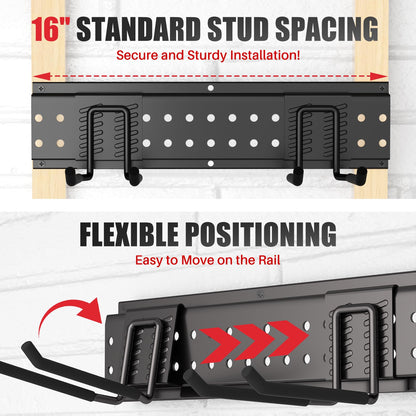 ZICANYCO Garage Tool Organizer Wall Mount 48in with 10 Heavy-Duty Hooks