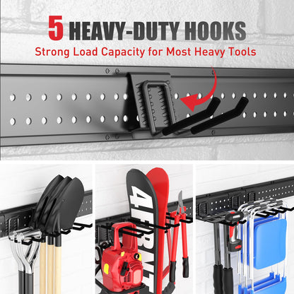 ZICANYCO Garage Tool Organizer Wall Mount 48in with 10 Heavy-Duty Hooks