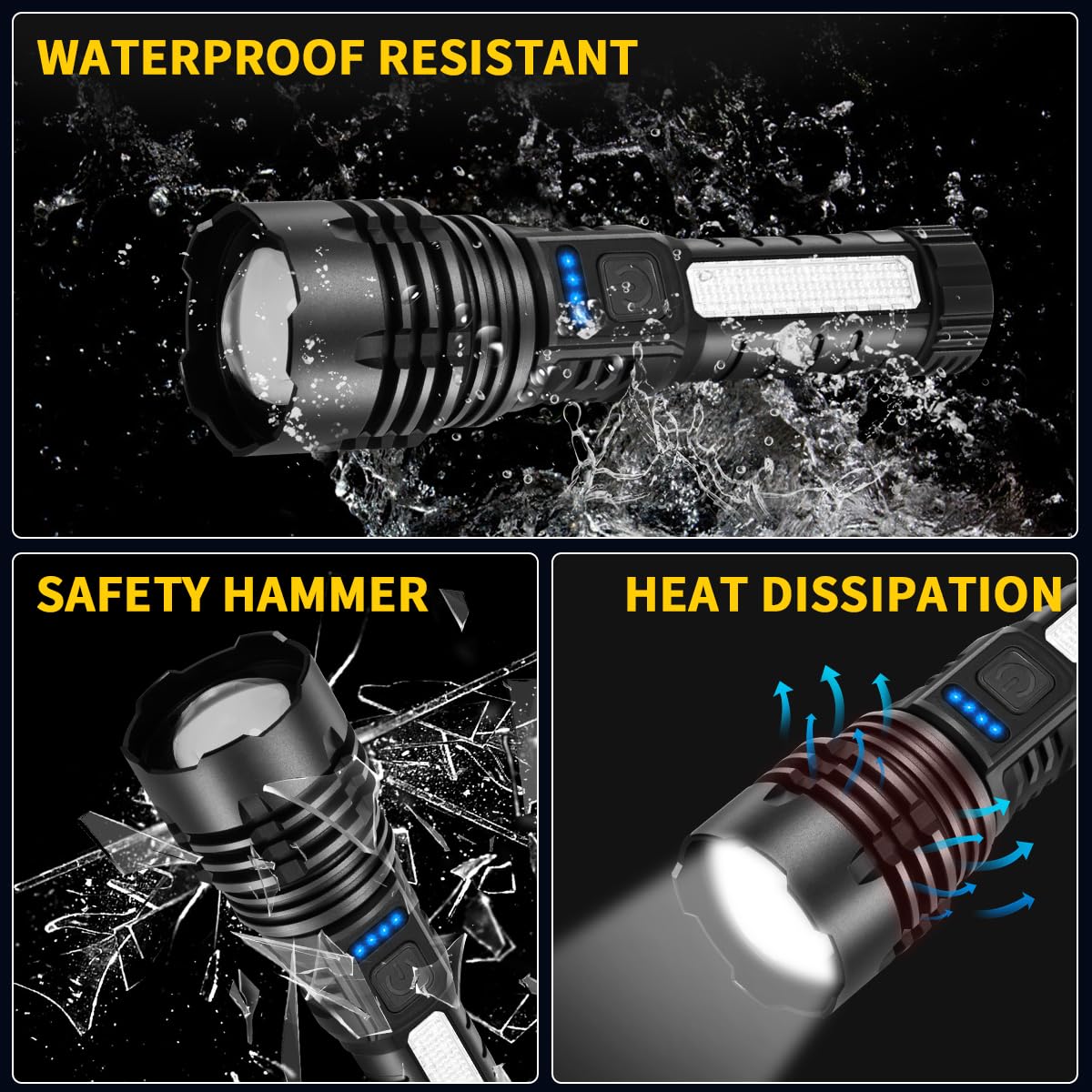 ZioeYiue Rechargeable Flashlights – High-Lumen, 7-Mode Tactical LED Set