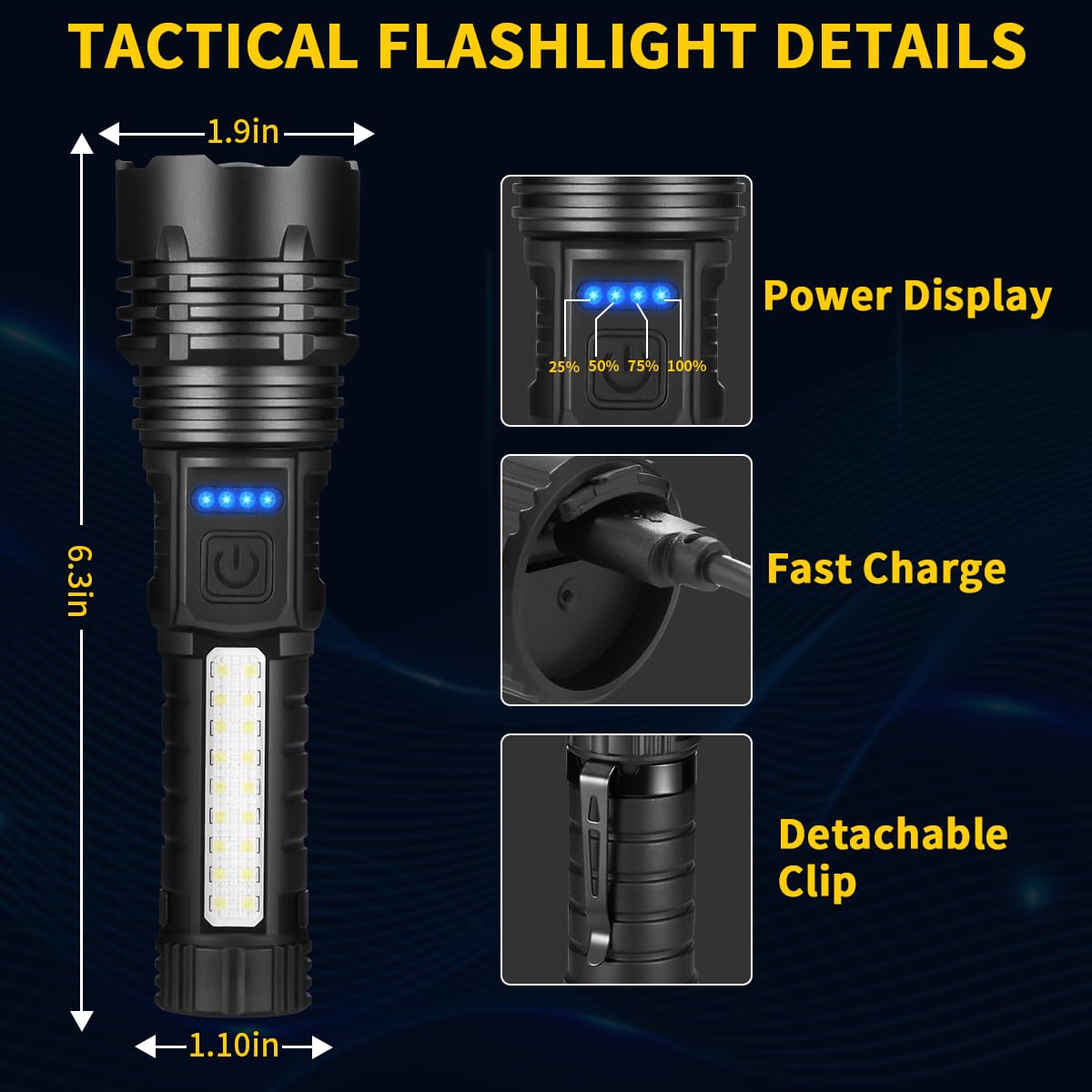 ZioeYiue Rechargeable Flashlights – High-Lumen, 7-Mode Tactical LED Set