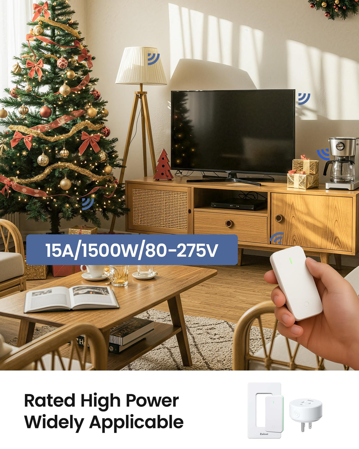Zoiinet Remote Control Outlet Plug Switch – Buckle Design, 300 ft Range, 15A/1500W, Programmable