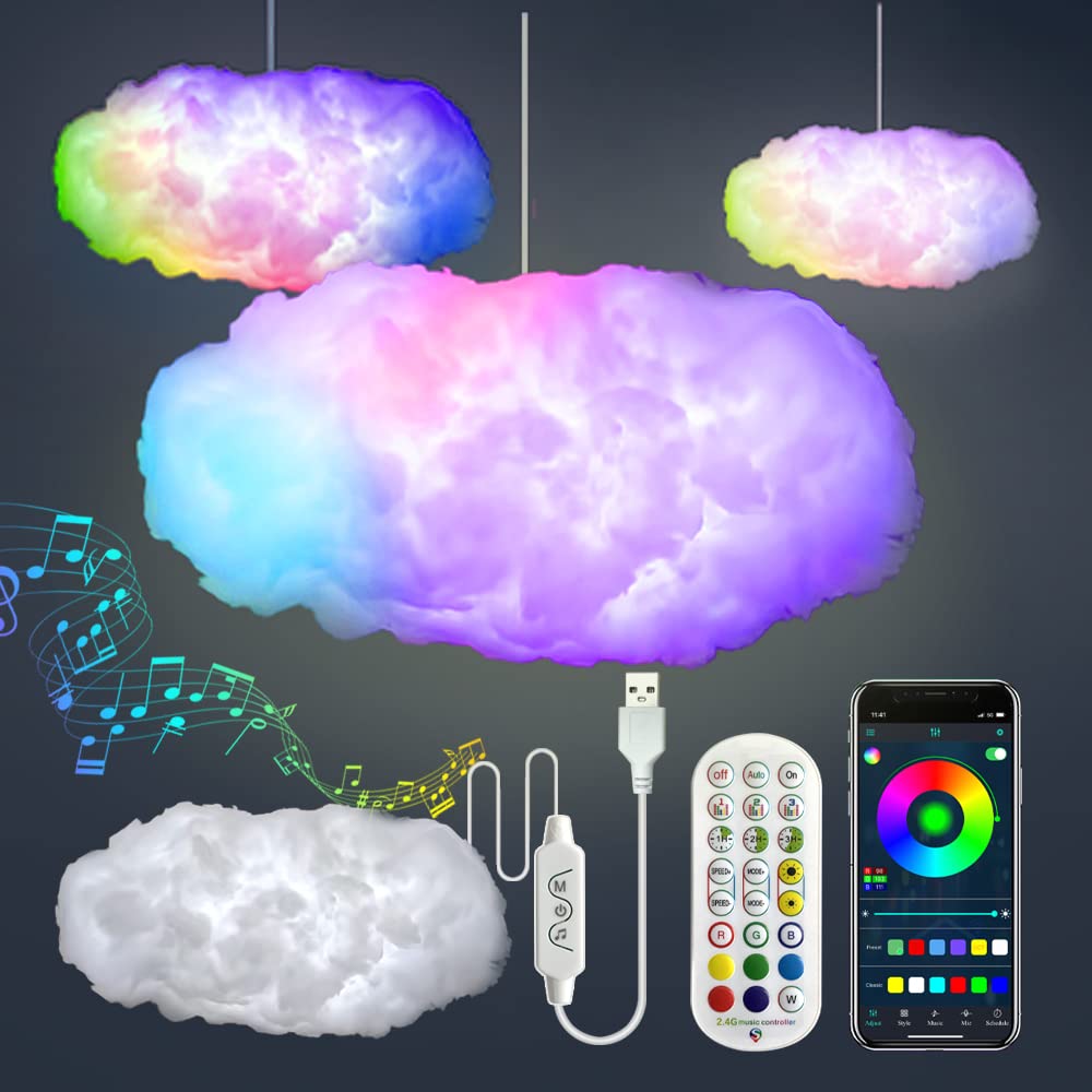 ZOKON 3D Big Cloud Light Kit – Music Sync RGB Cloud Light, 360° Remote, APP Control