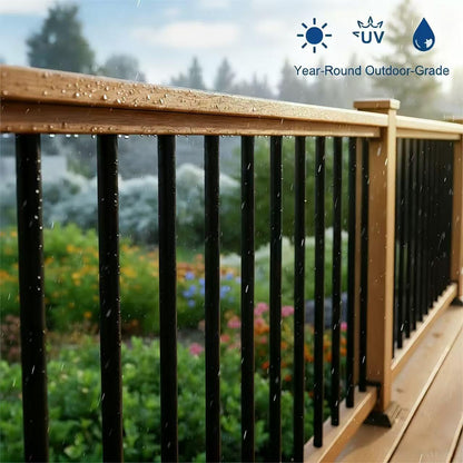 ZONEGRACE 56-Pack 26-Inch Aluminum Balusters for Deck Railing – Black Round Metal Spindles